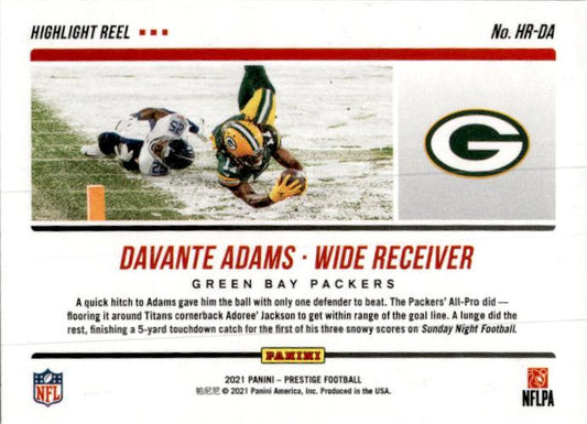 2021 Panini Prestige Highlight Reel #HR-DA Davante Adams Green Bay Packers
