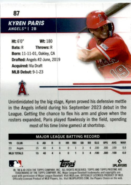 2024 Topps Pristine #87 Kyren Paris Angels