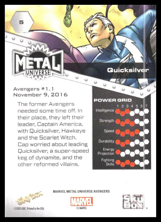 2024 SkyBox Metal Universe Marvel Avengers #5 Quicksilver