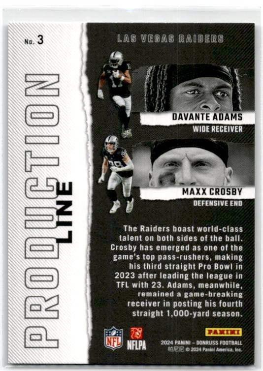 2024 Donruss Production Line #3 Davante Adams / Maxx Crosby Raiders