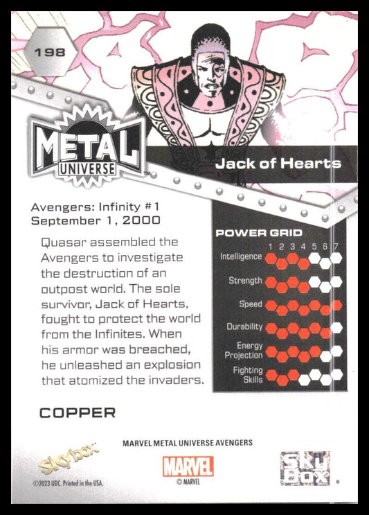 2024 SkyBox Metal Universe Marvel Avengers #198 Jack of Hearts Copper FX