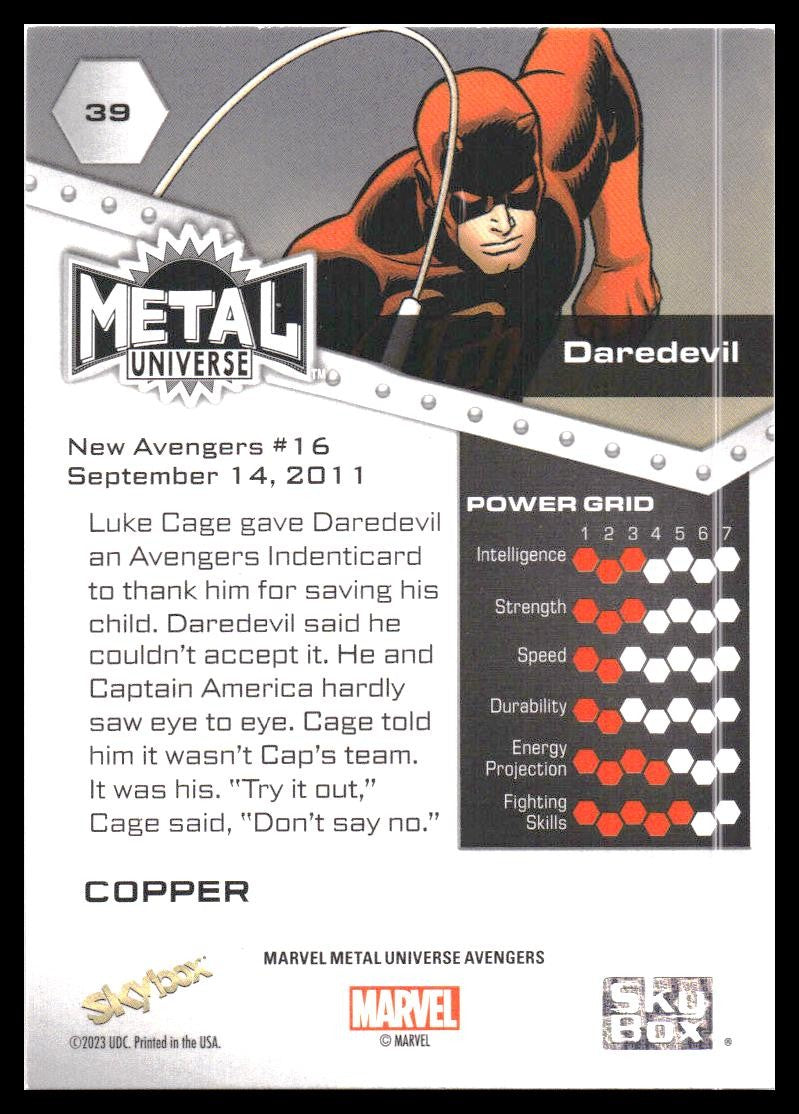 2024 SkyBox Metal Universe Marvel Avengers #39 Daredevil Copper FX