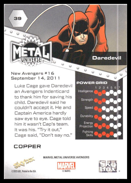 2024 SkyBox Metal Universe Marvel Avengers #39 Daredevil Copper FX