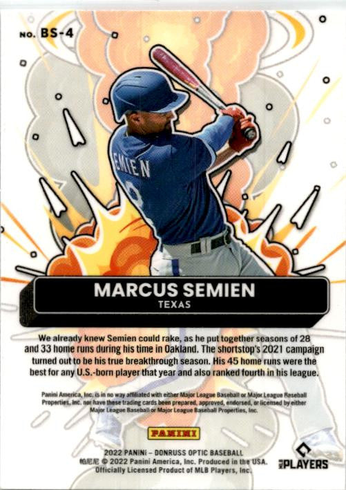 2022 Donruss Optic Bomb Squad #BS-4 Marcus Semien Texas Rangers