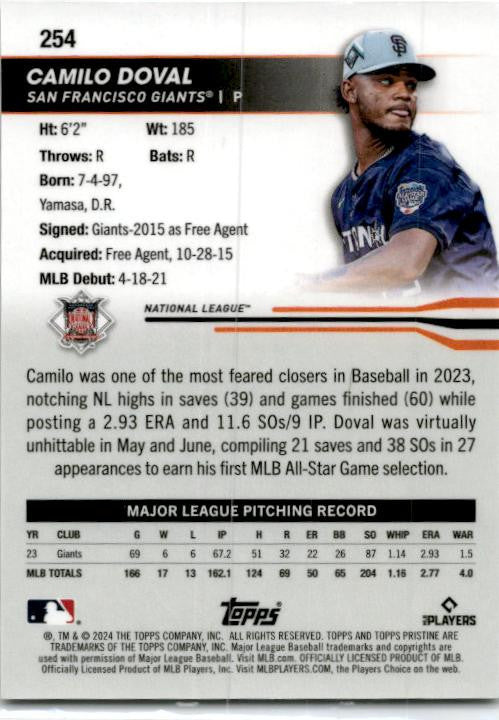 2024 Topps Pristine Gold Refractors #254 Camilo Doval #/50 San Francisco Giants