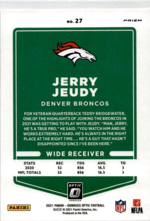 2021 Donruss Optic Fire #27 Jerry Jeudy Denver Broncos