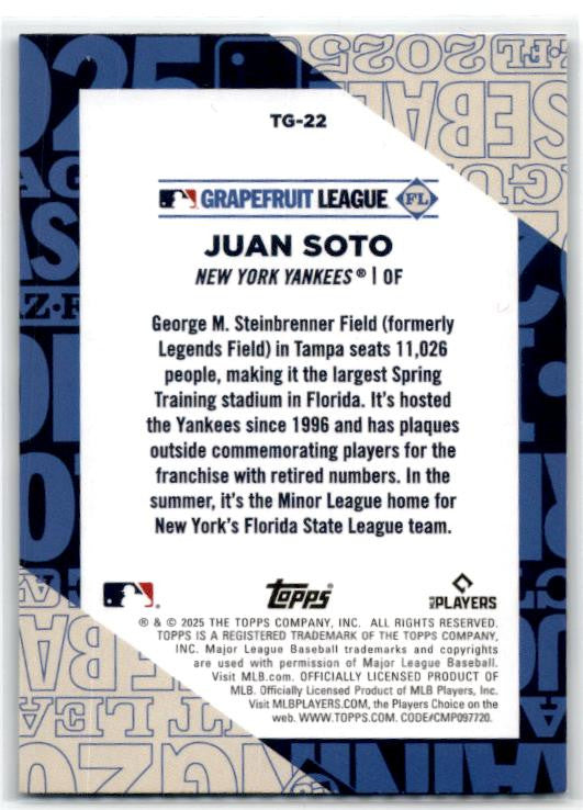 2025 Topps #TG-22 Juan Soto Training Grounds