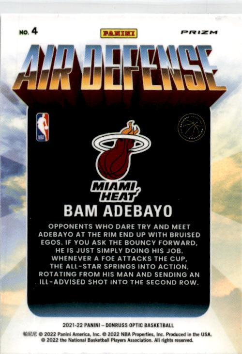 2021-22 Donruss Optic Air Defense Holo #4 Bam Adebayo Miami Heat