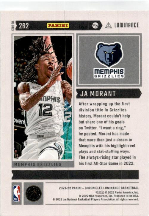 2021-22 Panini Chronicles #262 Ja Morant Memphis Grizzlies