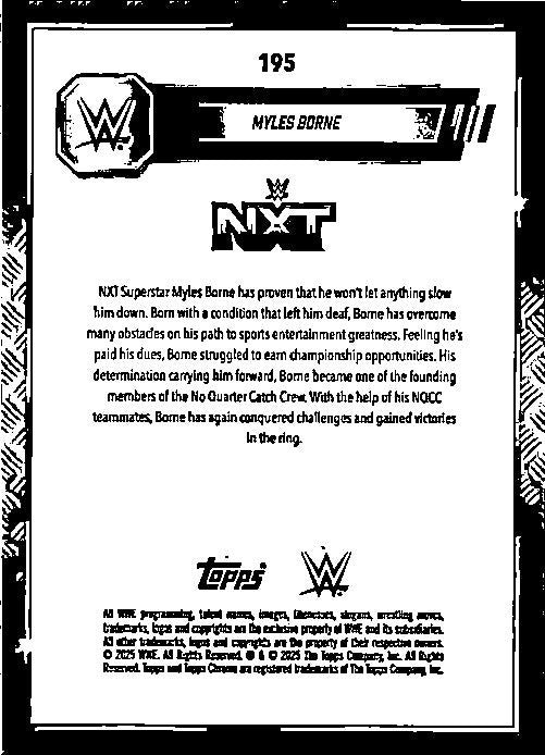 2025 Topps Chrome WWE Teal Laser Refractor #195 Myles Borne #/175