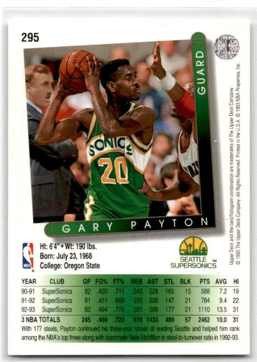 1993-94 Upper Deck French #103 Gary Payton Seattle SuperSonics