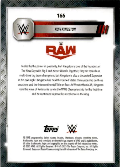 2025 Topps Chrome WWE Pink Shimmer Refractor #166 Kofi Kingston