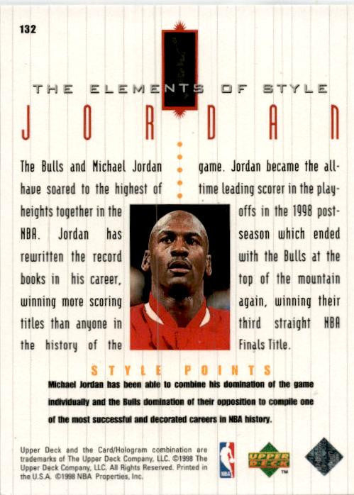 1998 Upper Deck Michael Jordan Living Legend #132 Michael Jordan Chicago Bulls