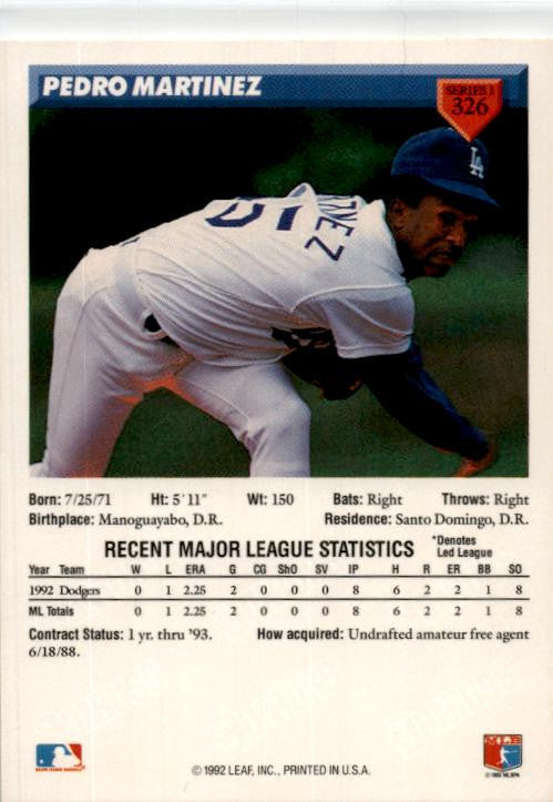 1993 Donruss #326 Pedro Martinez Los Angeles Dodgers
