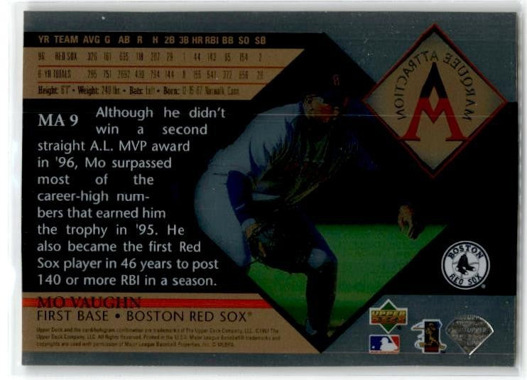 1997 Upper Deck UD3 Marquee Attraction #MA9 Mo Vaughn Boston Red Sox