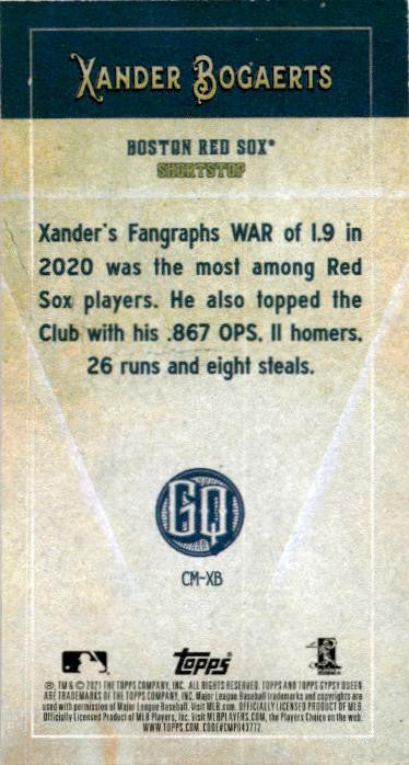 2021 Topps Gypsy Queen Captains Minis #CM-XB Xander Bogaerts Boston Red Sox