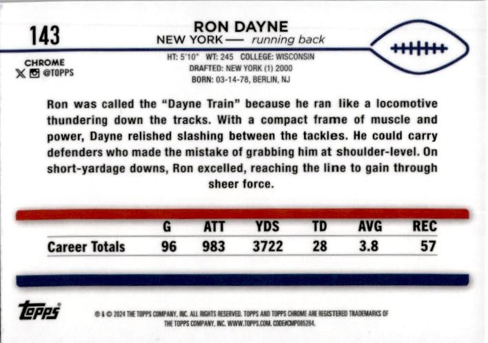 2024 Topps Chrome Checkerboard #143 Ron Dayne Giants