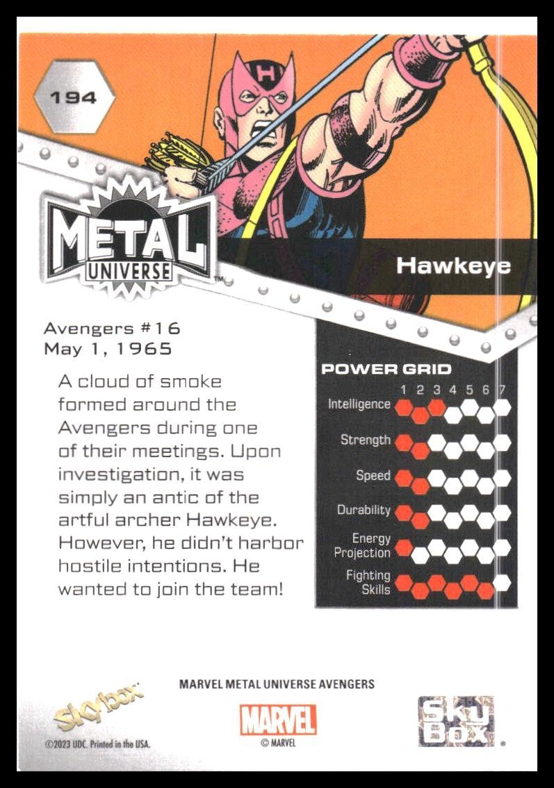 2024 SkyBox Metal Universe Marvel Avengers #94 Hawkeye