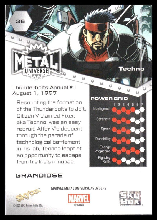 2024 SkyBox Metal Universe Marvel Avengers #36 Techno Grandiose