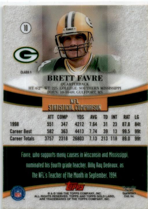 1999 Topps Gold Label #10 Brett Favre Green Bay Packers