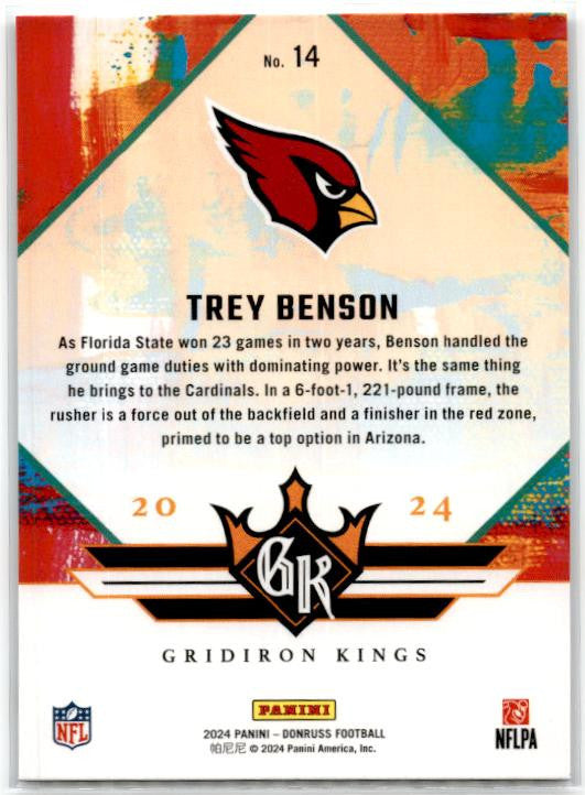 2024 Donruss #14 Trey Benson Rookie Gridiron Kings