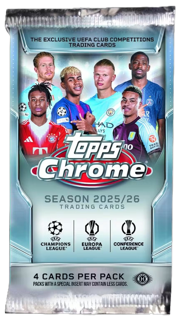 2025-26 Topps Chrome UEFA Club Competitions Soccer Hobby Pack