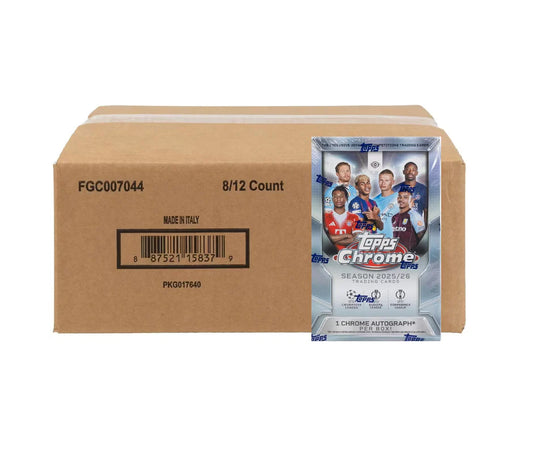 2025-26 Topps UEFA Club Competitions Chrome Soccer Hobby 12-Box Case
