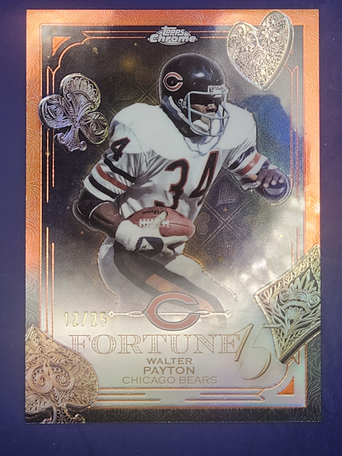 2025 Topps Chrome Fortune 15 Orange Refractor #F15-34 Walter Payton Bears