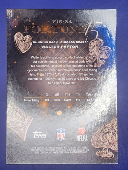 2025 Topps Chrome Fortune 15 Orange Refractor #F15-34 Walter Payton Bears