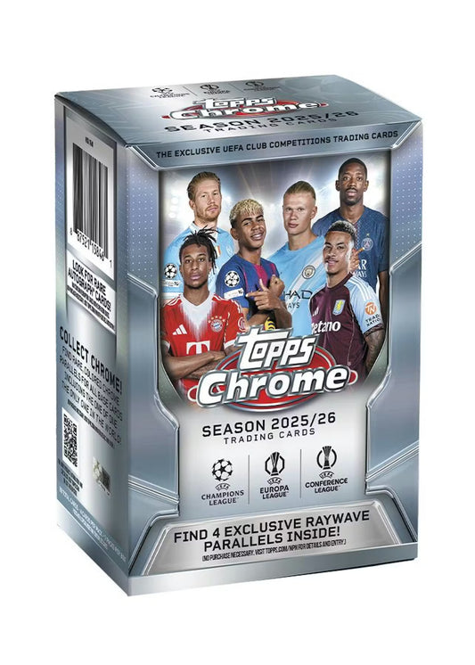 2025-26 Topps UEFA Club Competitions Chrome Soccer Blaster 40-Box Case