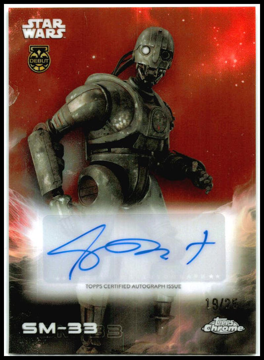 2025 Topps Chrome Star Wars Rebel Orange Auto /25 # Nick Frost as SM-33 Auto