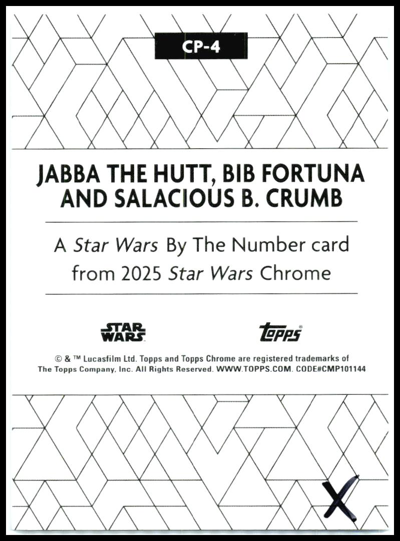 2025 Topps Chrome Star Wars Star Wars By the Number #CP-4 Jabba the Hutt