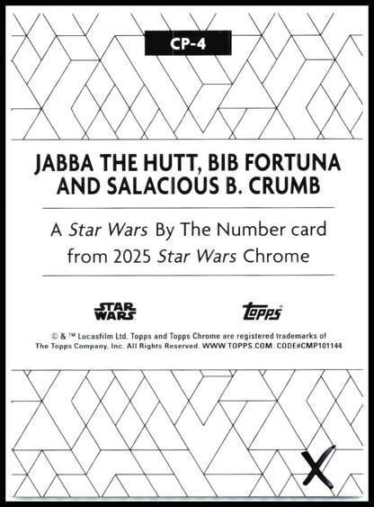 2025 Topps Chrome Star Wars Star Wars By the Number #CP-4 Jabba the Hutt
