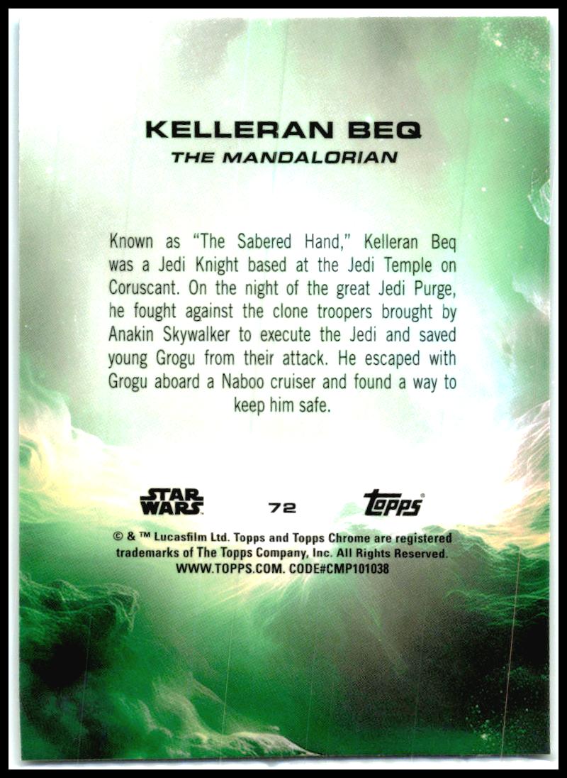 2025 Topps Chrome Star Wars Skywalker Blue Refractor #72 Kelleran Beq /150