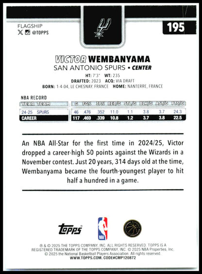 2025-26 Topps #195 Victor Wembanyama San Antonio Spurs