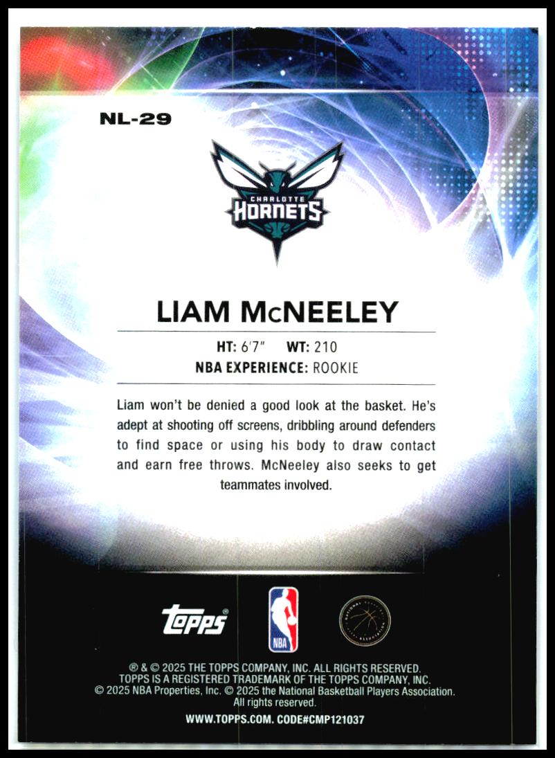 2025-26 Topps No Limit #NL-29 Liam McNeeley Charlotte Hornets