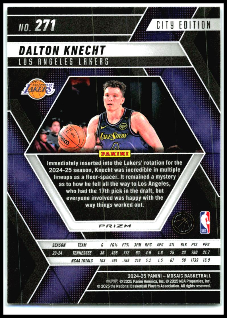 2024-25 Panini Mosaic Green Mosaic #271 Dalton Knecht Los Angeles Lakers