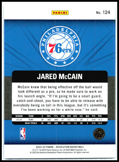 2024-25 Panini Revolution Fractal #124 Jared McCain Rookie Philadelphia 76ers