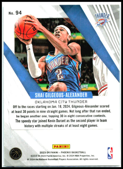 2023-24 Panini Phoenix Phoenix Teal Lazer #94 Shai Gilgeous-Alexander Thunder