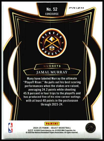 2024-25 Panini Select Silver Prizm #52 Jamal Murray Denver Nuggets