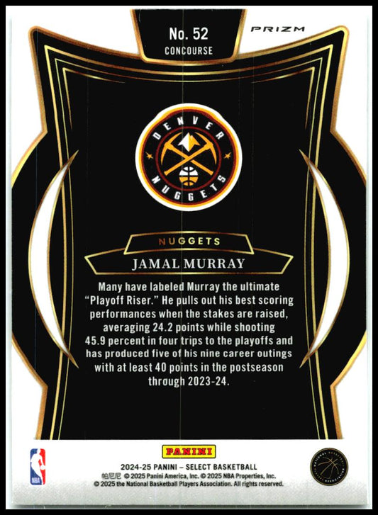 2024-25 Panini Select Silver Prizm #52 Jamal Murray Denver Nuggets