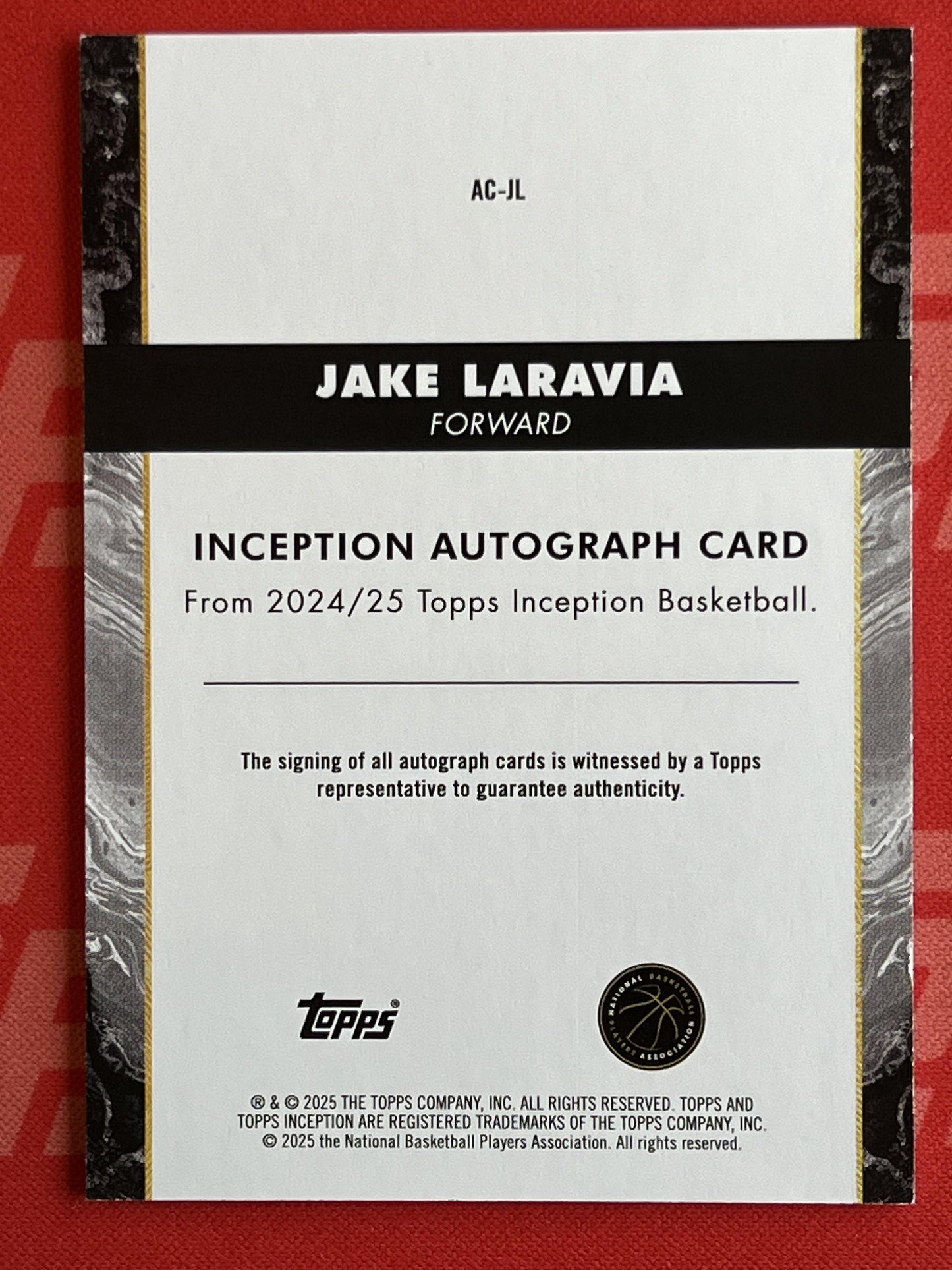 2024-25 Inception Auto Pink /99 #AC-JL Jake Laravia Auto Lakers
