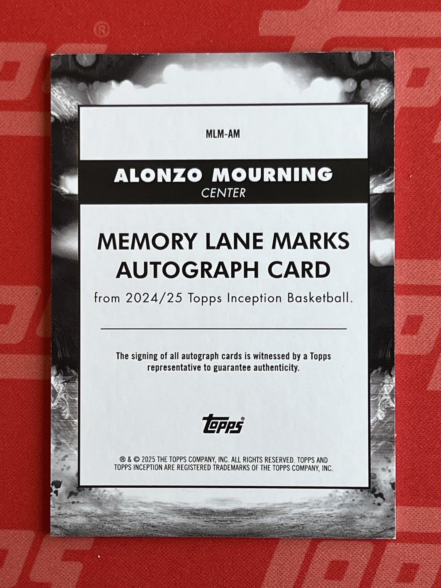 2024-25 Topps Inception Memory Lane Marks Blue #MLM-AM Alonzo Mourning Auto Heat
