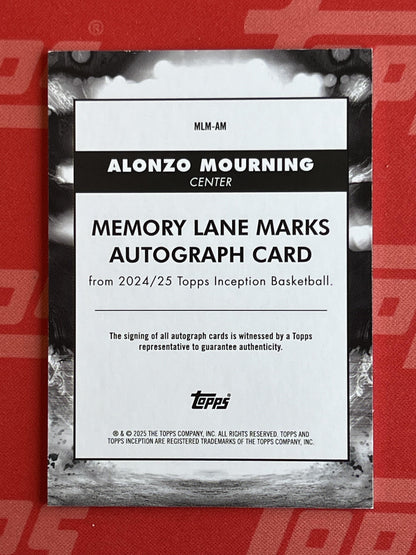 2024-25 Topps Inception Memory Lane Marks Blue #MLM-AM Alonzo Mourning Auto Heat