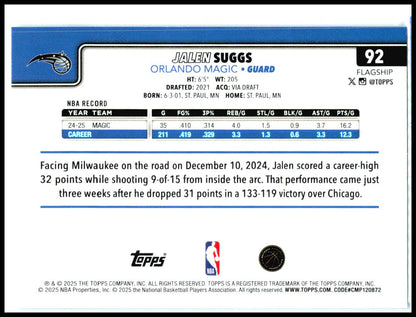 2025-26 Topps Sandgliter #92 Jalen Suggs Magic