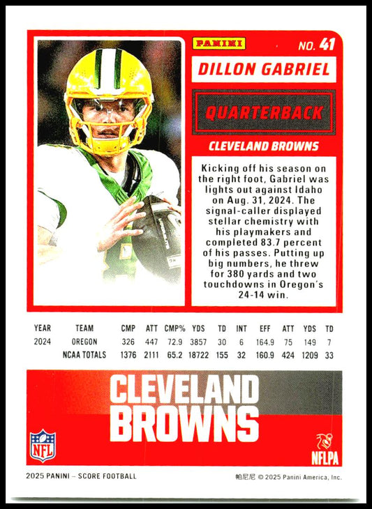 2025 Score #41 Dillon Gabriel Rookie Cleveland Browns