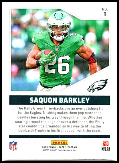 2025 Score Throwbacks #1 Saquon Barkley Philadelphia Eagles
