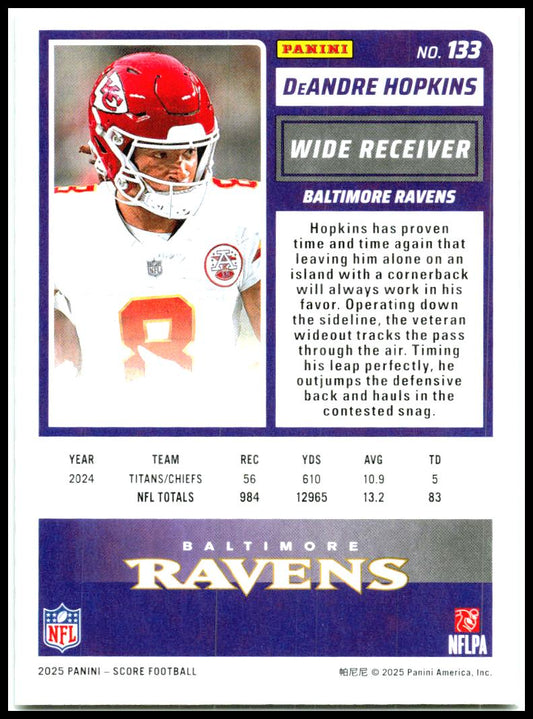 2025 Score Green #133 DeAndre Hopkins Baltimore Ravens