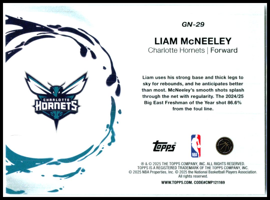 2025-26 Topps Generation Now #GN-29 Liam McNeeley Charlotte Hornets