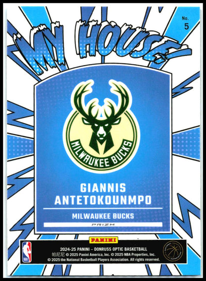 2024-25 Donruss Optic My House Purple #5 Giannis Antetokounmpo Milwaukee Bucks